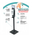 Station de désinfection des mains Yaliss blanc – Distributeur automatique 1 L sur pied