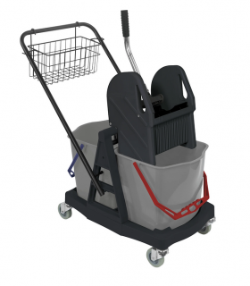 CHARIOT DOUBLE SEAU AVEC ANSE ET CORBEILLE SANS PRESSE