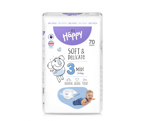 COUCHE T3 BB HAPPY SOFT & DELICATE 5 à 9kg